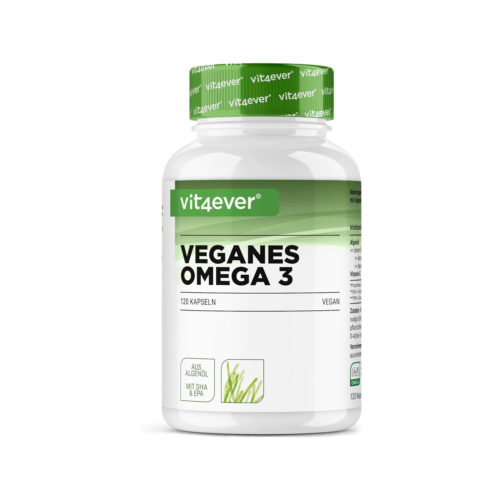 Vit4ever capsule di Omega-3 da olio di alghe - fonte vegetale di omega-3 con DHA e EPA